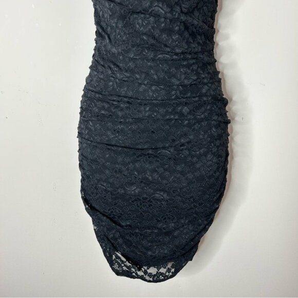 Victoria's Secret Moda Lace Ruched Mini Bodycon Dress Black Cocktail Y2K XS - Picture 4 of 16
